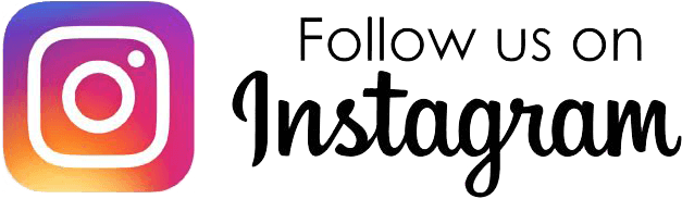 Instagramのロゴと、黒のフォントで書かれた「Follow us on Instagram」というテキストの横。ロゴはピンクからオレンジ、そして黄色へとグラデーションがかかったカメラアイコンです。.