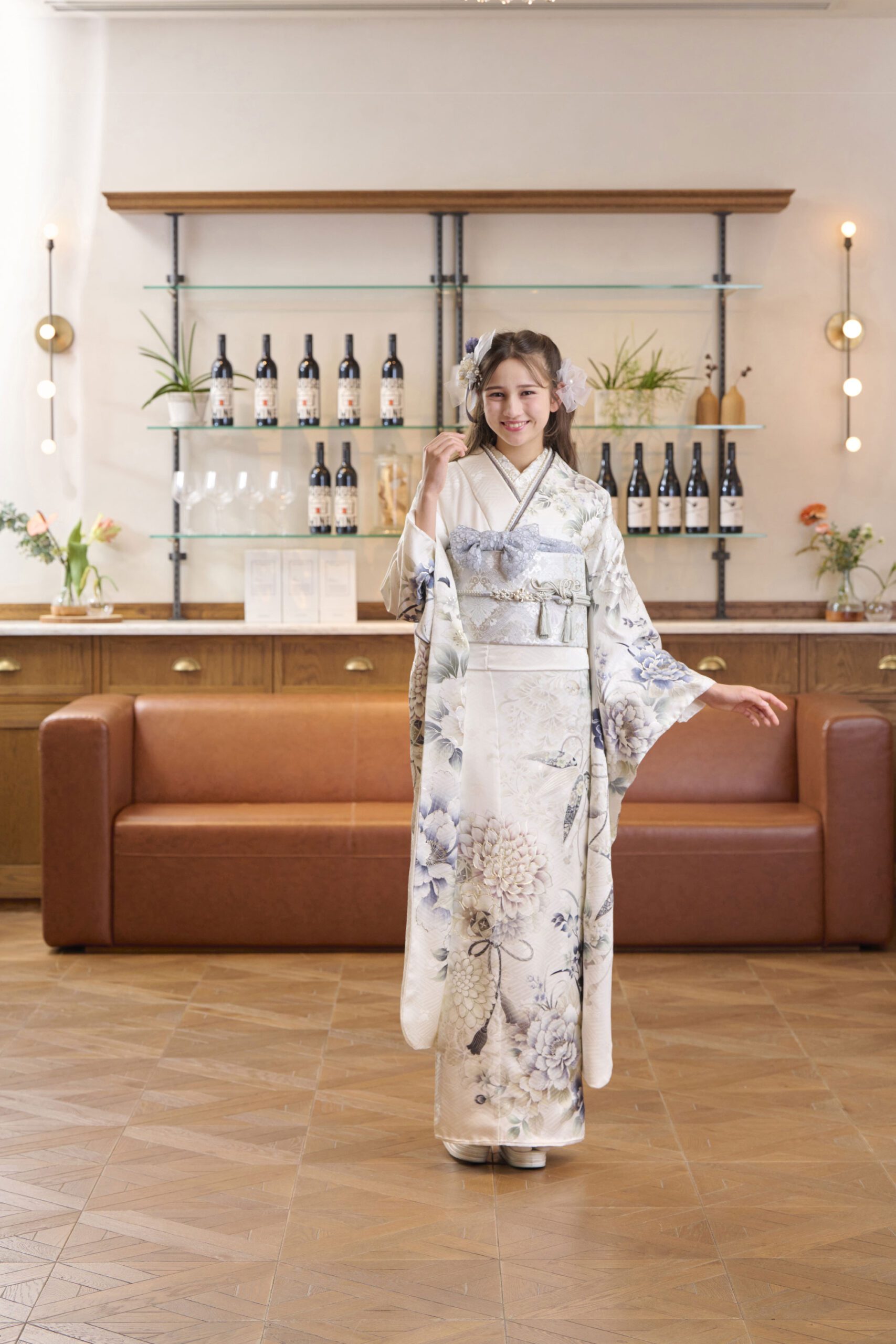 振袖セット　白色　花柄 47318e28e18dd24e5dfd528d73d0ed